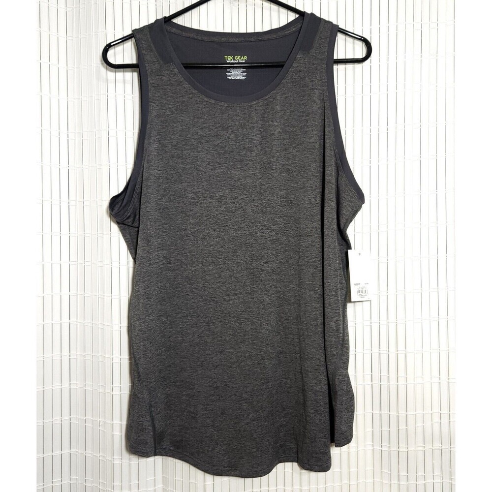 Tek Gear Activewear Top women Size XXL Color Charcoal Reflective Top Logo B2 - Picture 2 of 10